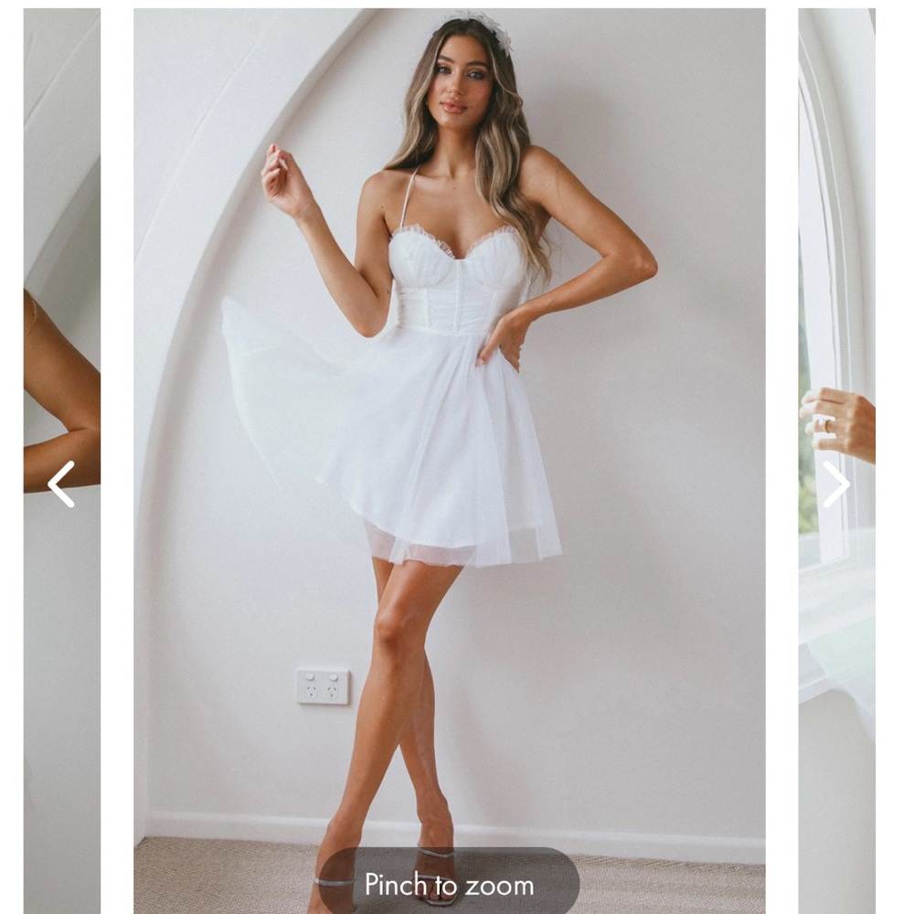 Mini white tulle dress with corset top